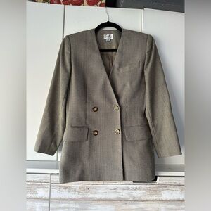 Classic Taupe Blazer with Gold Buttons